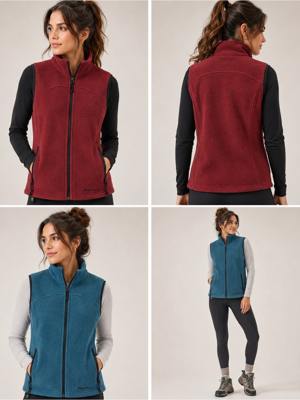 Eddie Bauer Polartec  Women's Fleece Vest  Maroon Red & Teal Blue size M & L Lot